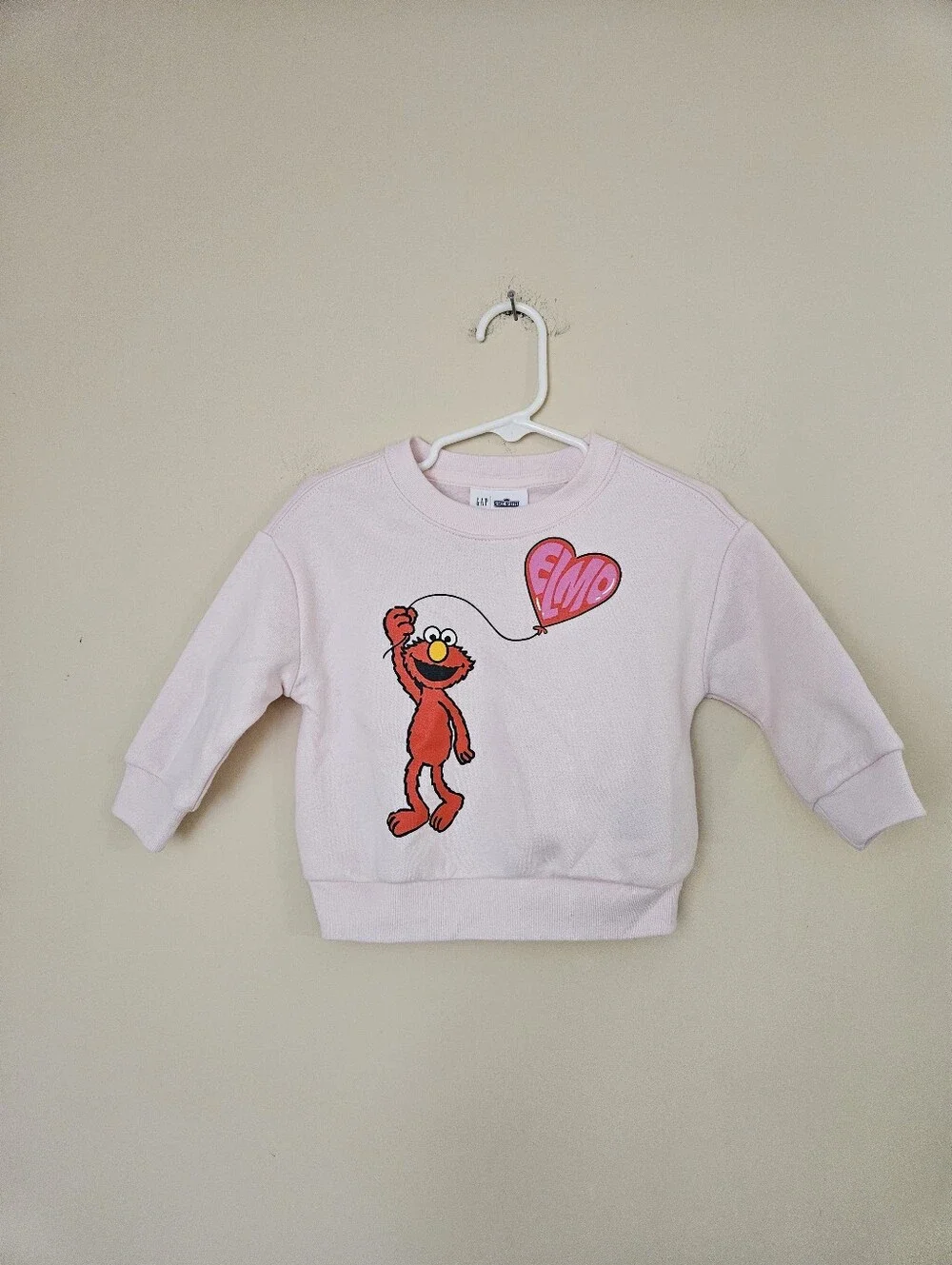 GAP Pink Elmo Balloon Graphic Sweatshirt, Size 6-12 Months